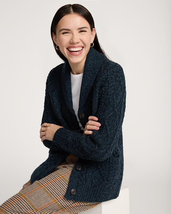 WOMEN'S FISHERMAN WOOL CARDIGAN